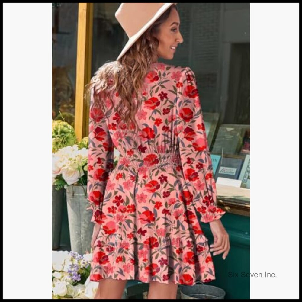 Polyester Elastane Mini Dress with Deep V Neck an… - image 5